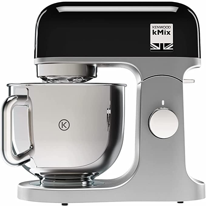 Kenwood kMix Kitchen Machine KMX750BK, 5L Stainless Steel Mixing Bowl, Safe-Use Safety System, Metal Housing, 1000W, 3-Piece French Pastry Set & Splash Cover, Black